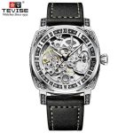 TEVISE T894 Watch Waterproof Automatic Hollow Out 894 Unique Skeleton Dial Genuine Leather Manual Mechanical Men's Male Watches